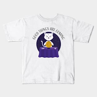 Good Things Are Coming: Magic Cat with a Crystal Ball Kids T-Shirt